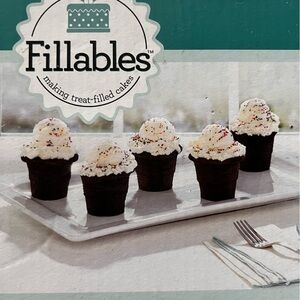 2 Piece Large Cup Cake Cone Pan 8 Cup Fillables  Bake Fill & Serve Nonstick